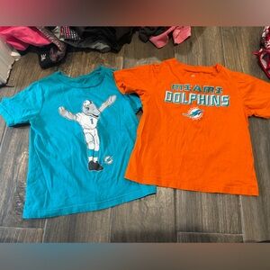 NFL Miami Dolphins Kids Tees in Aqua Blue & Orange toddler size 4 bundle lot